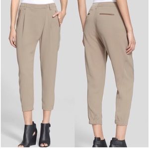 Vince Leather Trim Crossover Cropped Pants